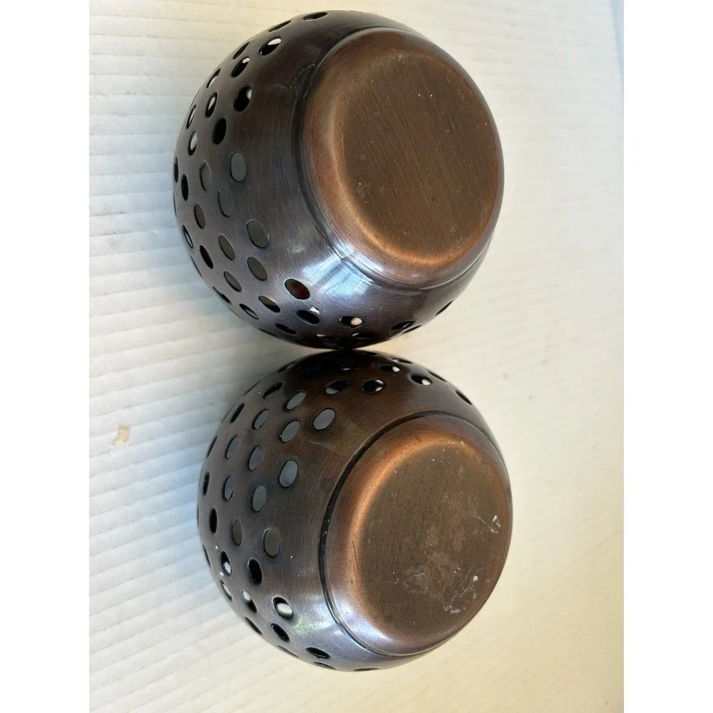 Brass Circular Bowel Shaped Votive Candle Holders X2 Spherical Multi Openings